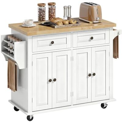 HOMCOM Desserte ilôt de Cuisine Multi rangements 2 tiroirs 2 Placard 2 Portes avec étagère Range-Bouteille Porte-torchons MDF (Blanc) HOMCOM Desserte ilôt de Cuisine Multi rangements 2 tiroirs 2 Placard 2 Portes avec étagère Range-Bouteille Porte-torchons MDF (Blanc)