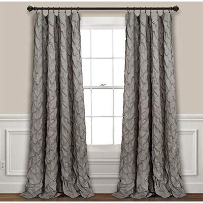 Lush Decor Ravello Rideaux à nervures style rustique vintage chic, 132,1 cm de large x 213,4 cm de long, gris Lush Decor Ravello Rideaux à nervures style rustique vintage chic, 132,1 cm de large x 213,4 cm de long, gris
