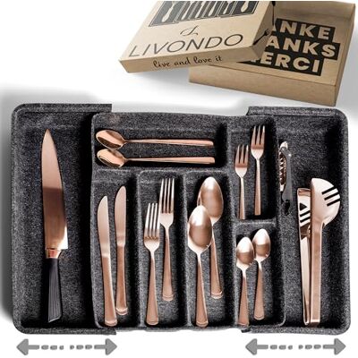 LIVONDO Range couverts 38 × 32–55 cm – organisateur réglable feutre silencieux sans plastique cuisine LIVONDO Range couverts 38 × 32–55 cm – organisateur réglable feutre silencieux sans plastique cuisine