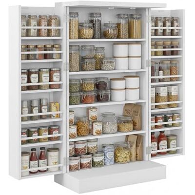 Relaxdays Meuble de Rangement à 5 étagères, Porte avec 12 Compartiments, 103,5×60×30 cm, Blanc, Buffet de Cuisine champê Relaxdays Meuble de Rangement à 5 étagères, Porte avec 12 Compartiments, 103,5×60×30 cm, Blanc, Buffet de Cuisine champê
