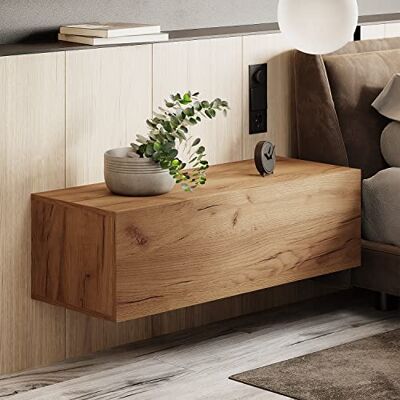 Planetmöbel Table de chevet pour chambre à coucher, 2 placards, 100 cm, chêne doré Planetmöbel Table de chevet pour chambre à coucher, 2 placards, 100 cm, chêne doré