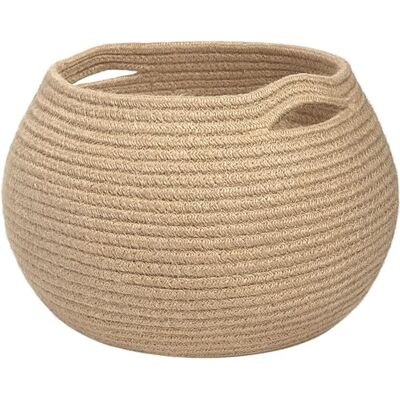 Goodpick Joli panier rond en corde de coton Panier tissé pour serviette de salon, chambre à coucher, rangement pour enfants, panier d'angle pour plantes, intérieur, chanvre, 25,4 x 21,6 cm Goodpick Joli panier rond en corde de coton Panier tissé pour serviette de salon, chambre à coucher, rangement pour enfants, panier d'angle pour plantes, intérieur, chanvre, 25,4 x 21,6 cm