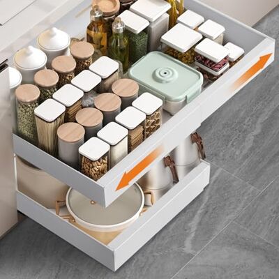 KUOGAS Tiroir télescopique extensible, organisateur de cuisine, pas de perçage ni de clouage nécessaire KUOGAS Tiroir télescopique extensible, organisateur de cuisine, pas de perçage ni de clouage nécessaire