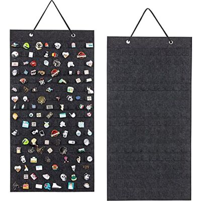 PACMAXI Organiseur de broches et pin's, étui de rangement à suspendre, peut contenir jusqu'à 170 pin's (Accessoires non inclus) (taille M,170 espaces, noir) PACMAXI Organiseur de broches et pin's, étui de rangement à suspendre, peut contenir jusqu'à 170 pin's (Accessoires non inclus) (taille M,170 espaces, noir)