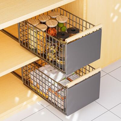 Vortix Paquet de 2 Tiroir Coulissant Cuisine Adhesif, Bac Coulissant Placard Cuisine, Organisateur D'Armoires De Cuisine Pour Armoires de Cuisine, Organisateur de Tiroirs, Aucun PerçAge ni Clouage Requis Vortix Paquet de 2 Tiroir Coulissant Cuisine Adhesif, Bac Coulissant Placard Cuisine, Organisateur D'Armoires De Cuisine Pour Armoires de Cuisine, Organisateur de Tiroirs, Aucun PerçAge ni Clouage Requis