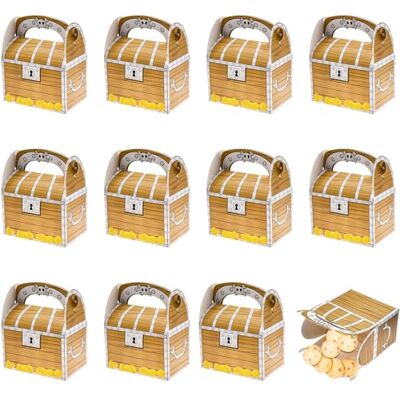 Tuxuzal Lot de 12 coffres au trésor pour anniversaire d'enfant, pirates, petits coffres au trésor, pirates, fêtes, cadeaux, boîte en papier pour collation, bonbons, chocolat, carte au trésor Tuxuzal Lot de 12 coffres au trésor pour anniversaire d'enfant, pirates, petits coffres au trésor, pirates, fêtes, cadeaux, boîte en papier pour collation, bonbons, chocolat, carte au trésor