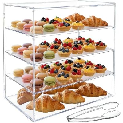 Cityjoy Vitrine commerciale à 4 niveaux pour pâtisserie, pain, dessert, nourriture, biscuits 50 x 49 x 26 cm Cityjoy Vitrine commerciale à 4 niveaux pour pâtisserie, pain, dessert, nourriture, biscuits 50 x 49 x 26 cm