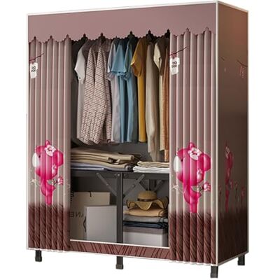CZAOERXB Armoire en toile de tissu, armoires pliables, organiseur de vêtements avec étagères et rail de suspension, armoire à vêtements, étagères pour chambre à coucher, salon, 100 x 45 x 168 cm CZAOERXB Armoire en toile de tissu, armoires pliables, organiseur de vêtements avec étagères et rail de suspension, armoire à vêtements, étagères pour chambre à coucher, salon, 100 x 45 x 168 cm