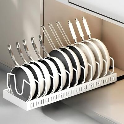 ZLPBAO Rangement Poele et Casserole, Range Couvercle avec 12 Compartiments Réglables, Porte-casseroles Support Extensible, Rangement Couvercle Casserole pour Tiroir Cuisine, Range Couvercle, Blanc ZLPBAO Rangement Poele et Casserole, Range Couvercle avec 12 Compartiments Réglables, Porte-casseroles Support Extensible, Rangement Couvercle Casserole pour Tiroir Cuisine, Range Couvercle, Blanc