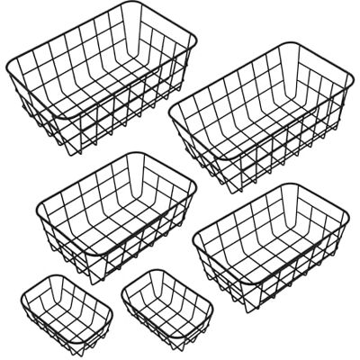 Spetebo Lot de 6 paniers de rangement en métal noir 2 x 25/21/15 cm Étagères empilables Corbeille métallique pour étagère, armoire, cuisine, bureau Spetebo Lot de 6 paniers de rangement en métal noir 2 x 25/21/15 cm Étagères empilables Corbeille métallique pour étagère, armoire, cuisine, bureau