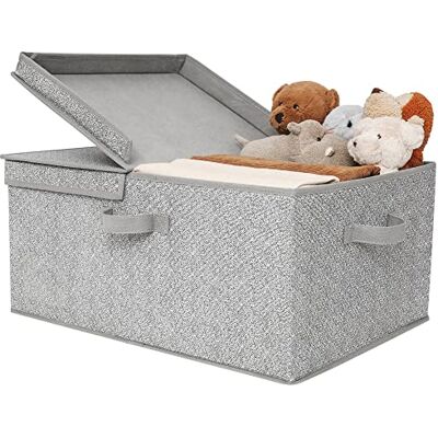 GRANNY SAYS Boîte de Rangement avec Couvercle, Paquet de 1 Panier de Rangement en Tissu avec Couvercle, Grande Boîte de Rangement pour Étagères, Caisse de Rangement Gris pour Vêtements GRANNY SAYS Boîte de Rangement avec Couvercle, Paquet de 1 Panier de Rangement en Tissu avec Couvercle, Grande Boîte de Rangement pour Étagères, Caisse de Rangement Gris pour Vêtements
