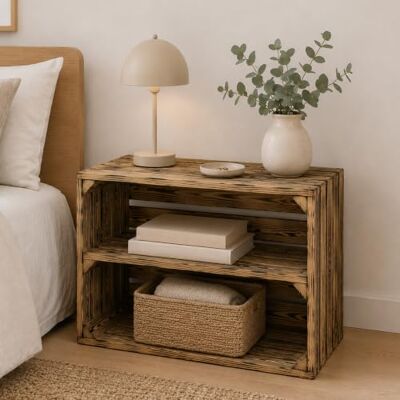 Kistenkolli Altes Land Caisse à fruits en bois massif flammé, dimensions : env. 50 x 40 x 29 cm Kistenkolli Altes Land Caisse à fruits en bois massif flammé, dimensions : env. 50 x 40 x 29 cm