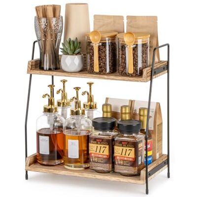 ANBOXIT Organisateur de Café, Etagere Plan de Travail Cuisine en Bois, Coin Cafe Rangement, Organisateur Plan de Travail, Etagere Rangement pour Cuisine, Maison, Bureau Marron ANBOXIT Organisateur de Café, Etagere Plan de Travail Cuisine en Bois, Coin Cafe Rangement, Organisateur Plan de Travail, Etagere Rangement pour Cuisine, Maison, Bureau Marron