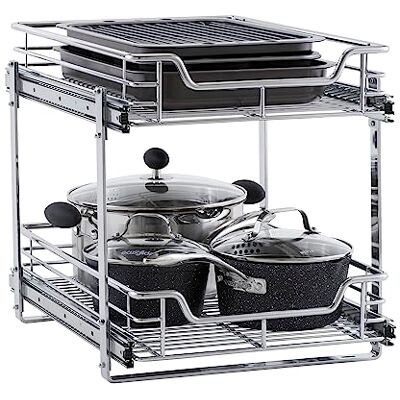 Household Essentials Glidez C21521-1 Organiseur coulissant double à 2 niveaux, 36,8 cm de large, chromé Household Essentials Glidez C21521-1 Organiseur coulissant double à 2 niveaux, 36,8 cm de large, chromé