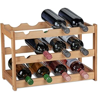 Relaxdays Casier à vin, 12 bouteilles, en bambou, H x l x P : 30 x 45 x 23,5 cm, porte-vin, cuisine et bar, naturel Relaxdays Casier à vin, 12 bouteilles, en bambou, H x l x P : 30 x 45 x 23,5 cm, porte-vin, cuisine et bar, naturel