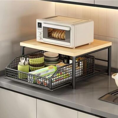 KKTX Chariot de cuisine pour micro-ondes, organisateur de chariot utilitaire, petite étagère de cuisine, support pour micro-ondes avec panier de rangement inférieurBlack,37x26x18cm KKTX Chariot de cuisine pour micro-ondes, organisateur de chariot utilitaire, petite étagère de cuisine, support pour micro-ondes avec panier de rangement inférieurBlack,37x26x18cm