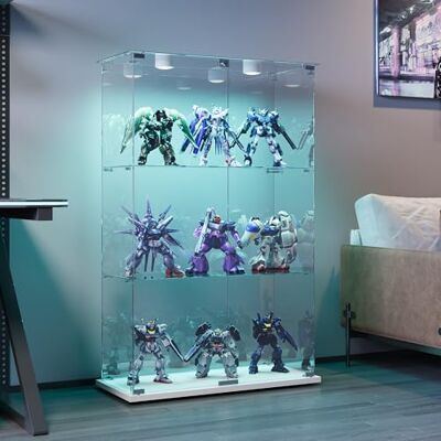 QMTXBYJ Vitrine en Verre avec LED, 124x78.5x35cm, Armoire de Collection Moderne en Verres à 3 Couches avec 2 Portes et Serrure, 5mm Verre trempé Transparent Armoir de Verres Debout pour Salon QMTXBYJ Vitrine en Verre avec LED, 124x78.5x35cm, Armoire de Collection Moderne en Verres à 3 Couches avec 2 Portes et Serrure, 5mm Verre trempé Transparent Armoir de Verres Debout pour Salon
