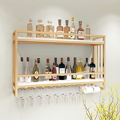 JSJIOAYOWHF Casier à vin mural en fer + bois massif – Style rétro campagnard pour cuisine, restaurant, bar – Organisateur de salle de rangement – 60/80/100 cm de long JSJIOAYOWHF Casier à vin mural en fer + bois massif – Style rétro campagnard pour cuisine, restaurant, bar – Organisateur de salle de rangement – 60/80/100 cm de long
