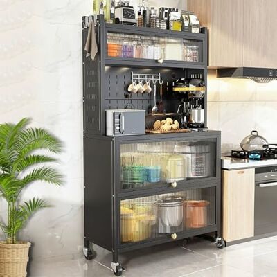 ASerZenith Clapier de rangement autoportant à 5 niveaux pour cuisine, garde-manger, cuisine, garage, garde-manger, maison, cuisine (noir, 70 cm) ASerZenith Clapier de rangement autoportant à 5 niveaux pour cuisine, garde-manger, cuisine, garage, garde-manger, maison, cuisine (noir, 70 cm)