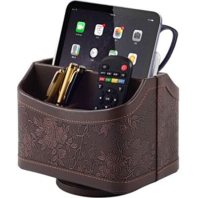 XNONE Support de télécommande rotatif à 360 °, 5 pièces, table de chevet en cuir PU, organisateur de bureau multifonctionnel, organisateur de bureau, boîte de rangement pour iPad XNONE Support de télécommande rotatif à 360 °, 5 pièces, table de chevet en cuir PU, organisateur de bureau multifonctionnel, organisateur de bureau, boîte de rangement pour iPad