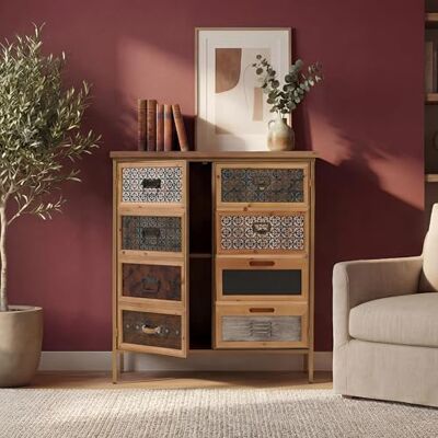 Mendler HWC-O79 Commode d'apothicaire avec compartiments de rangement, style shabby vintage, 94 x 80 x 35 cm, blanc/bleu Mendler HWC-O79 Commode d'apothicaire avec compartiments de rangement, style shabby vintage, 94 x 80 x 35 cm, blanc/bleu