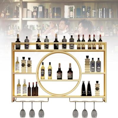 DUANHOZ Présentoir à vin, support à vin industriel à suspendre, présentoir en fer, décoration de fond de salon et restaurant (taille : 120 x 15 x 80 cm, couleur : doré) DUANHOZ Présentoir à vin, support à vin industriel à suspendre, présentoir en fer, décoration de fond de salon et restaurant (taille : 120 x 15 x 80 cm, couleur : doré)