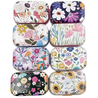CCUUHJ Lot de 8 petites boîtes rectangulaires en métal vides à charnière pour bonbons, bijoux 6 x 4 x 2,5 cm (tournesol) CCUUHJ Lot de 8 petites boîtes rectangulaires en métal vides à charnière pour bonbons, bijoux 6 x 4 x 2,5 cm (tournesol)