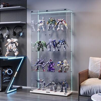 FEEOHOME Vitrine en Verre avec LED, vitrine de Collection en Verre, Transparent vitrine avec 4 Couches avec 2 Portes, sur Pied Vitrines trempé pour Salon, Chambre à Coucher Blanc FEEOHOME Vitrine en Verre avec LED, vitrine de Collection en Verre, Transparent vitrine avec 4 Couches avec 2 Portes, sur Pied Vitrines trempé pour Salon, Chambre à Coucher Blanc
