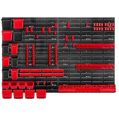 KADAX Étagère murale d'atelier, 116 x 78 cm, système de stockage en plastique robuste, étagère d'atelier résistante aux UV, plaques murales extensibles, étagère pour garage, (rouge, 61 pièces) KADAX Étagère murale d'atelier, 116 x 78 cm, système de stockage en plastique robuste, étagère d'atelier résistante aux UV, plaques murales extensibles, étagère pour garage, (rouge, 61 pièces)