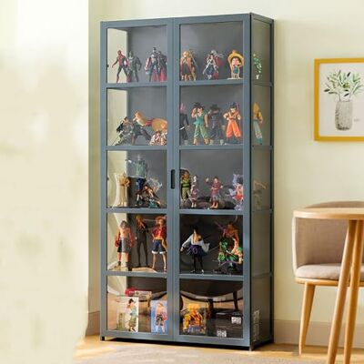 LTFCFZQ Vitrine pour jouets, vitrine pour objets de collection, étagères de rangement à 4/5 niveaux, vitrine de trophée, armoires de rangement et bibliothèque, pour salle de jeux, gris, 5 couches de LTFCFZQ Vitrine pour jouets, vitrine pour objets de collection, étagères de rangement à 4/5 niveaux, vitrine de trophée, armoires de rangement et bibliothèque, pour salle de jeux, gris, 5 couches de