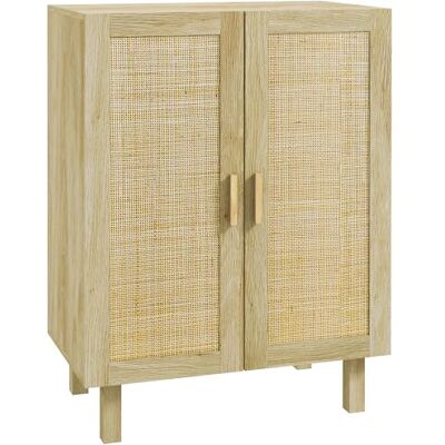 HOMCOM Buffet Haut Meuble de Rangement Design bohème Double Portes avec 3 étagères en cannage 73 x 41 x 102 cm HOMCOM Buffet Haut Meuble de Rangement Design bohème Double Portes avec 3 étagères en cannage 73 x 41 x 102 cm
