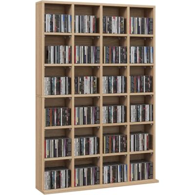 HOMCOM Rangements pour CD et DVD 24 Compartiments 89x20x130,5cm Naturel Meuble de Rangement Multimédia, Capacité Max. 456 CD/ 336 DVD, Bibliothèque en Bois avec Étagères Réglables HOMCOM Rangements pour CD et DVD 24 Compartiments 89x20x130,5cm Naturel Meuble de Rangement Multimédia, Capacité Max. 456 CD/ 336 DVD, Bibliothèque en Bois avec Étagères Réglables