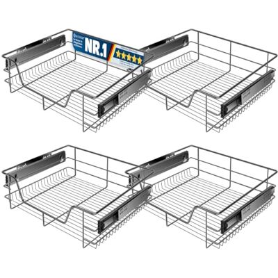 KESSER ® Lot de 4 tiroirs télescopiques de 60 cm de large En acier inoxydable chromé Insert de tiroir pour armoire de cuisine Anthracite KESSER ® Lot de 4 tiroirs télescopiques de 60 cm de large En acier inoxydable chromé Insert de tiroir pour armoire de cuisine Anthracite