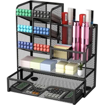 Comzantor Organiseur de bureau de bureau en métal à maille, organisateur avec tiroir, rangement de porte, organisateur de papeterie, multifonction pour maison, école (noir) Comzantor Organiseur de bureau de bureau en métal à maille, organisateur avec tiroir, rangement de porte, organisateur de papeterie, multifonction pour maison, école (noir)