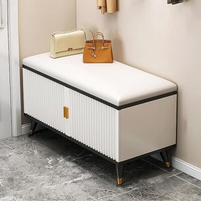SERZHVFD Banc de rangement à chaussures, avec porte, organiseur de chaussures moderne et fin pour talons hauts, entrées, couloirs, placards – Banc à chaussures avec siège SERZHVFD Banc de rangement à chaussures, avec porte, organiseur de chaussures moderne et fin pour talons hauts, entrées, couloirs, placards – Banc à chaussures avec siège