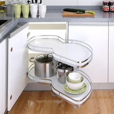 LYDBMYT Organiseur coulissant, panier à tirer d'angle blanc ouvert à gauche, solution d'angle aveugle pour armoires de cuisine de 900 à 1000 mm, étagère soucoupe volante, unité de chaque plateau à 2 niveaux LYDBMYT Organiseur coulissant, panier à tirer d'angle blanc ouvert à gauche, solution d'angle aveugle pour armoires de cuisine de 900 à 1000 mm, étagère soucoupe volante, unité de chaque plateau à 2 niveaux
