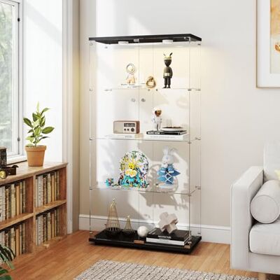 QMTXBYJ Vitrine en Verre avec LED, Armoire de Collection Moderne en Verre à Quatre Couches avec 2 Portes et Serrure, 5mm Verre trempé Transparent Armoir de Verre Debout pour Salon, Chambre QMTXBYJ Vitrine en Verre avec LED, Armoire de Collection Moderne en Verre à Quatre Couches avec 2 Portes et Serrure, 5mm Verre trempé Transparent Armoir de Verre Debout pour Salon, Chambre