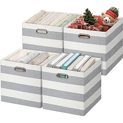 Posprica Lot de 3 bacs de rangement plus épais en tissu, 33 x 33 cm, paniers pliables pour crèches, bureaux, placards, décoration d'intérieur Posprica Lot de 3 bacs de rangement plus épais en tissu, 33 x 33 cm, paniers pliables pour crèches, bureaux, placards, décoration d'intérieur
