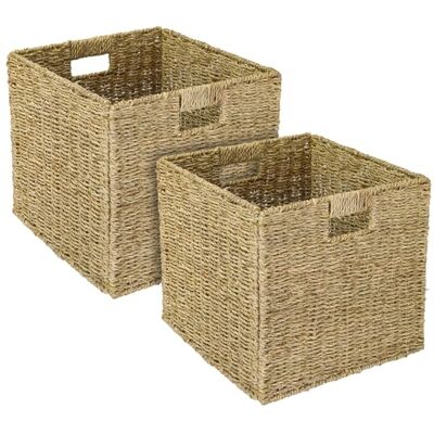 HMF Lot de 2 paniers de rangement tressés en jonc de mer Convient pour Kallax 32 x 34,5 x 32 cm HMF Lot de 2 paniers de rangement tressés en jonc de mer Convient pour Kallax 32 x 34,5 x 32 cm