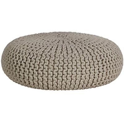 HOMESCAPES Pouf Rond tressé en Coton, Grand Pouf Tricot Coloris Blanc Cassé, 70x23 cm HOMESCAPES Pouf Rond tressé en Coton, Grand Pouf Tricot Coloris Blanc Cassé, 70x23 cm