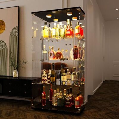 DULRLLY Vitrine en verre noir avec LED 164 x 80 x 36 cm Sur pied Avec serrure Pour livres, vin, objets de collection Moderne Pour salon, bureau (verre miroir) DULRLLY Vitrine en verre noir avec LED 164 x 80 x 36 cm Sur pied Avec serrure Pour livres, vin, objets de collection Moderne Pour salon, bureau (verre miroir)