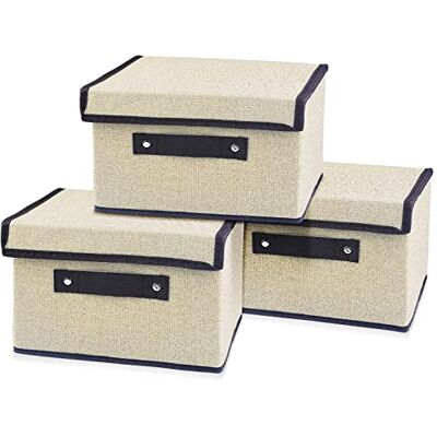 Uootach 3 Pièces Boîte de Rangement Caisses 25cm*19cm*16cm, Pliables avec Couvercle, Coffre à Jouets, pour Vêtements, Livres, Jouets, Chaussettes (Blanc) Uootach 3 Pièces Boîte de Rangement Caisses 25cm*19cm*16cm, Pliables avec Couvercle, Coffre à Jouets, pour Vêtements, Livres, Jouets, Chaussettes (Blanc)