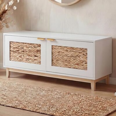 Mendler Banc HWC-P54, face en jacinthe d'eau, 45 x 100 x 42 cm, blanc Banc à vêtements, étagère à chaussures, étagère à chaussures, MDF, mélamine Mendler Banc HWC-P54, face en jacinthe d'eau, 45 x 100 x 42 cm, blanc Banc à vêtements, étagère à chaussures, étagère à chaussures, MDF, mélamine