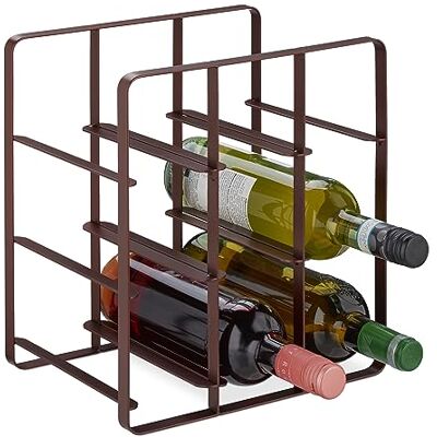Relaxdays Casier à vin, 9 bouteilles, fer revêtu par pulvérisation, porte-vin debout, cuisine et bar, H x l x P : 30 x 27,5 x 20 cm, marron Relaxdays Casier à vin, 9 bouteilles, fer revêtu par pulvérisation, porte-vin debout, cuisine et bar, H x l x P : 30 x 27,5 x 20 cm, marron