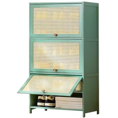 ZXLAGDBP Meuble à chaussures moderne à 9 niveaux en bambou avec portes rabattables pour 12 ou 32 paires Économie d'espace Pour placard, couloir, chambre à coucher, entrée Vert ZXLAGDBP Meuble à chaussures moderne à 9 niveaux en bambou avec portes rabattables pour 12 ou 32 paires Économie d'espace Pour placard, couloir, chambre à coucher, entrée Vert