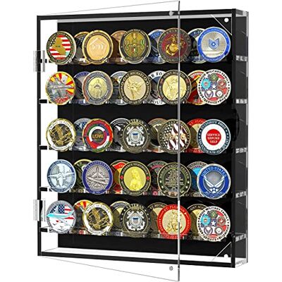 HHUXIUE Vitrine pour médailles,Avec étagères amovibles et portes magnétiques,détient 45 médailles militaires,Vitrine murale de jetons de poker transparente HHUXIUE Vitrine pour médailles,Avec étagères amovibles et portes magnétiques,détient 45 médailles militaires,Vitrine murale de jetons de poker transparente
