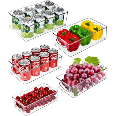 PERMUST Lot de 5 Organiseur de réfrigérateur, empilable, organisateur de cuisine transparent, boîtes de réfrigérateur, sans BPA, mur et plafond PERMUST Lot de 5 Organiseur de réfrigérateur, empilable, organisateur de cuisine transparent, boîtes de réfrigérateur, sans BPA, mur et plafond