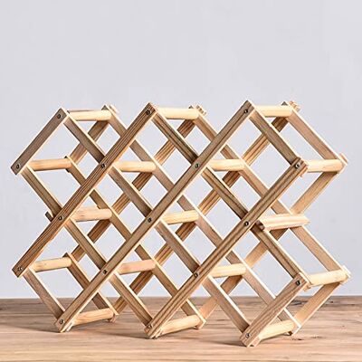 BELELUCKY Casier à vin pliable en bois pour comptoir de vin, capacité de 10 bouteilles, organisateur de bouteilles de vin, support de rangement de vin de table, pour cuisine, bars, garde-manger, caves BELELUCKY Casier à vin pliable en bois pour comptoir de vin, capacité de 10 bouteilles, organisateur de bouteilles de vin, support de rangement de vin de table, pour cuisine, bars, garde-manger, caves