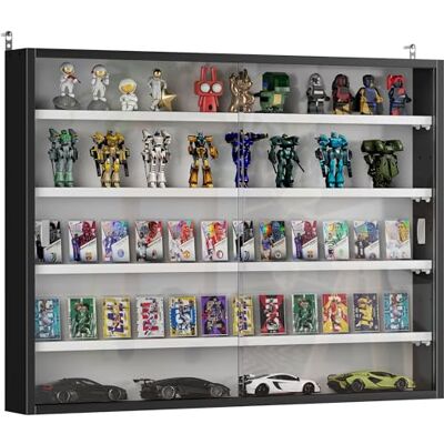 HOMCOM Vitrine pour Collection vitrine Murale 80 x 9,5 x 60 cm avec 4 étagères réglables en Hauteur et 2 Portes coulissantes en Verre, pour Collection de Figurines et Voitures Miniatures, Noir HOMCOM Vitrine pour Collection vitrine Murale 80 x 9,5 x 60 cm avec 4 étagères réglables en Hauteur et 2 Portes coulissantes en Verre, pour Collection de Figurines et Voitures Miniatures, Noir