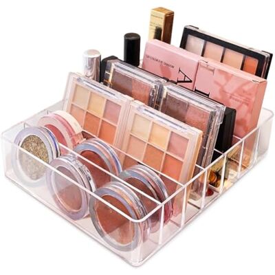 UQTUKO Organisateur de maquillage pour coiffeuse en acrylique Support de palette En plastique transparent Pour tiroir, plan de travail, armoire de chambre à coucher 7 compartiments UQTUKO Organisateur de maquillage pour coiffeuse en acrylique Support de palette En plastique transparent Pour tiroir, plan de travail, armoire de chambre à coucher 7 compartiments